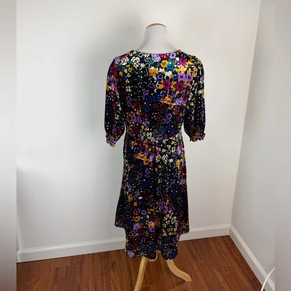 Anthropologie Francie Floral Velvet Dress Black Size 8 - Picture 6 of 9